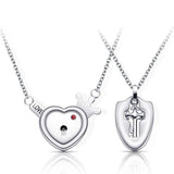 Love Heart Lock Bracelet Stainless Steel Bangles Key Pendant Necklace