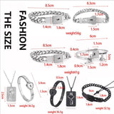 Love Heart Lock Bracelet Stainless Steel Bangles Key Pendant Necklace