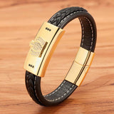 Stainless Steel Men's Leather Cubic Zirconia Accessories