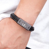 Stainless Steel Men's Leather Cubic Zirconia Accessories