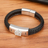 Stainless Steel Men's Leather Cubic Zirconia Accessories
