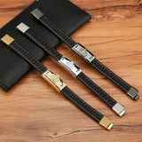 Stainless Steel Men's Leather Cubic Zirconia Accessories