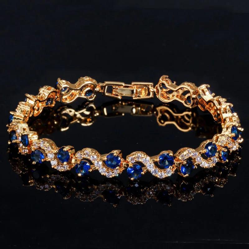 CWWZircons Cubic Zirconia Stone and Dark Crystal Bracelet for Women