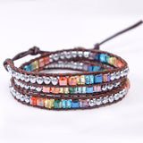 Chakra Bracelet Leather Wrap Spare Crystal Beads Natural Stone