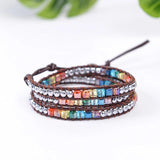 Chakra Bracelet Leather Wrap Spare Crystal Beads Natural Stone