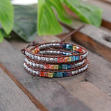 Chakra Bracelet Leather Wrap Spare Crystal Beads Natural Stone