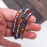 Chakra Bracelet Leather Wrap Spare Crystal Beads Natural Stone