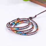 Chakra Bracelet Leather Wrap Spare Crystal Beads Natural Stone