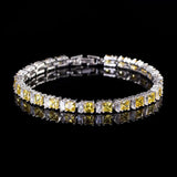 Green CZ Crystal Tennis Bangle Bracelets Silver Plated Women Wedding Jewelry