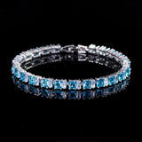 Green CZ Crystal Tennis Bangle Bracelets Silver Plated Women Wedding Jewelry