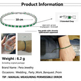 Green CZ Crystal Tennis Bangle Bracelets Silver Plated Women Wedding Jewelry