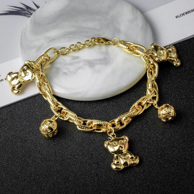 Jewelry Teddy Bear Ball Charm Bracelets For Women Hand Chains Link Chain