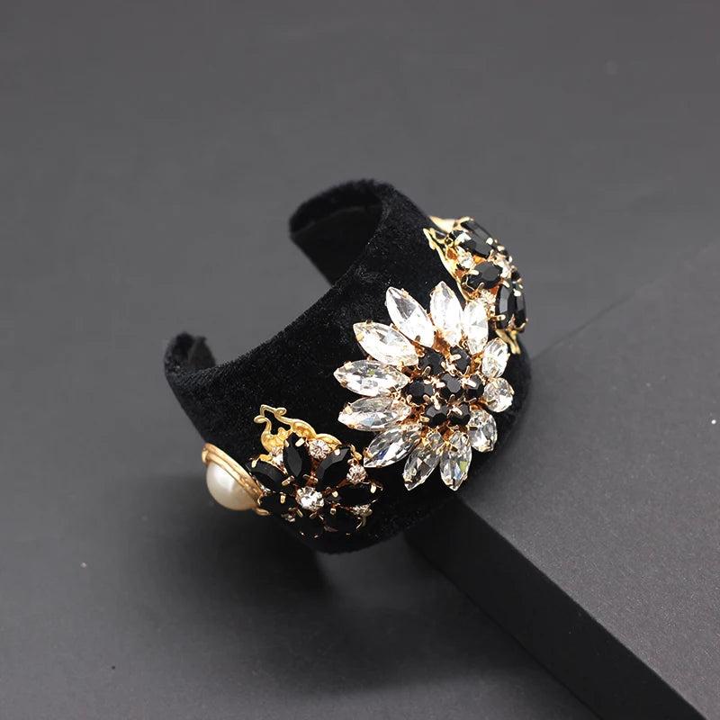 Baroque Crystal Rhinestone Woven Ladies Prom Bracelet Flannel Geometric 724