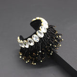 Baroque Crystal Rhinestone Woven Ladies Prom Bracelet Flannel Geometric 724