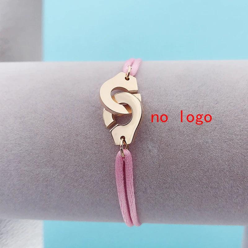 Stainless Steel Rose Handcuff Bracelet Rope Charm Menottes Bijoux