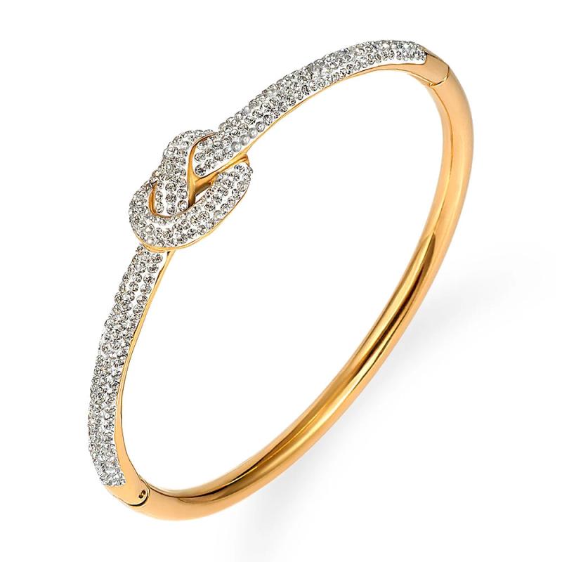 Full Crystals Knot Bangles Bracelets For Women Lady Charm Party Jewelry