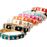 KAYMEN Women's CZ Dimonds Colorful Bracelet Cuff Bangle