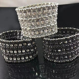 Wide Retro Punk Crystal Woven Beaded Bracelet