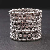 Wide Retro Punk Crystal Woven Beaded Bracelet