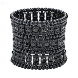 Wide Retro Punk Crystal Woven Beaded Bracelet