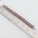 925 Mark Garnet Big Jewelry Link Bracelet Bangle For Women