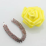 925 Mark Garnet Big Jewelry Link Bracelet Bangle For Women