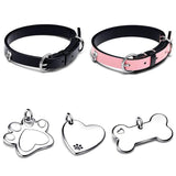 Pink Fabric Pet Collar Set with Engravable Tag
