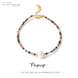 Natural Tourmaline Pearls Beaded Bracelets Colorful Women Statement Jewelry