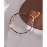 Natural Tourmaline Pearls Beaded Bracelets Colorful Women Statement Jewelry
