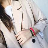 CHHC Letter Bangle Red Green Leather Bracelets For Women