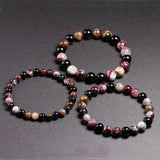 Natural Mix Tourmaline Bracelet 6mm 8mm 10mm Bead Quartz Bracelet