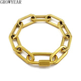 Big Carabiner Lock Clasp Chain Link Charm Femme Bracelet