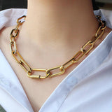 Big Carabiner Lock Clasp Chain Link Charm Femme Bracelet
