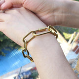 Big Carabiner Lock Clasp Chain Link Charm Femme Bracelet