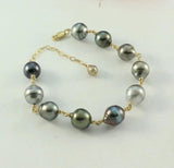 Sterling Silver Seed Pearl Link Chain Bracelet Small Real Rice Pearl Bracelet