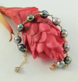 Sterling Silver Seed Pearl Link Chain Bracelet Small Real Rice Pearl Bracelet