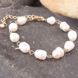 Sterling Silver Seed Pearl Link Chain Bracelet Small Real Rice Pearl Bracelet