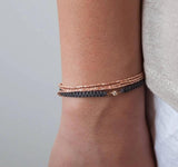 Rose Bracelet, Triple Wrap Beaded Bracelet, Wrap Bracelet