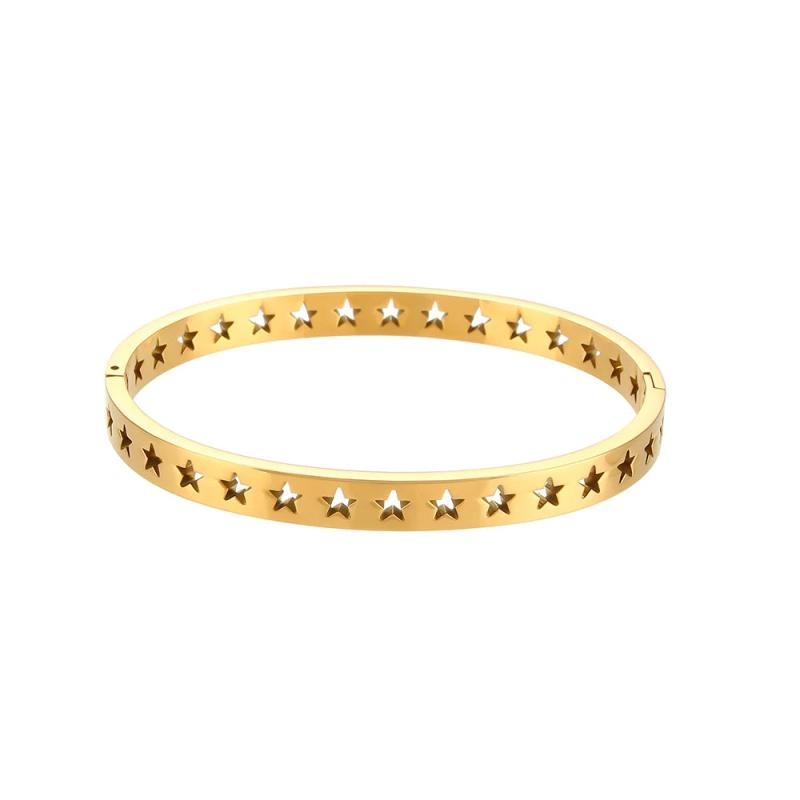 Hollow Star Silver Rose Bangles Stainless Steel Plated Starry Cuff Bracelets