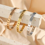 Hollow Star Silver Rose Bangles Stainless Steel Plated Starry Cuff Bracelets
