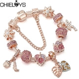 European Style Leaves & Butterfly Pendant Beads Charm Bracelets