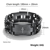 Vintage Bible Cross Chain Bracelet Men Punk Stainless Steel Jewelry Gift