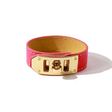 Women's Leather Circle Plated Bracelet with Rotating Buckle