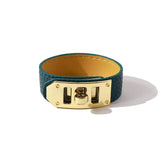 Women's Leather Circle Plated Bracelet with Rotating Buckle