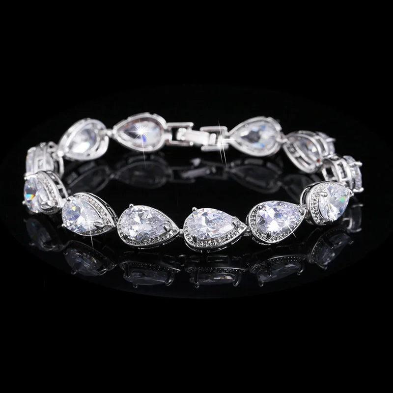 CZ Natural Stone Beads Austrian Crystal Connected Bracelets