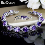 CZ Natural Stone Beads Austrian Crystal Connected Bracelets