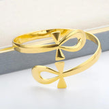 Egyptian Double Circle Ankh Cross Bracelet Bangle Stainless Steel Key of Life