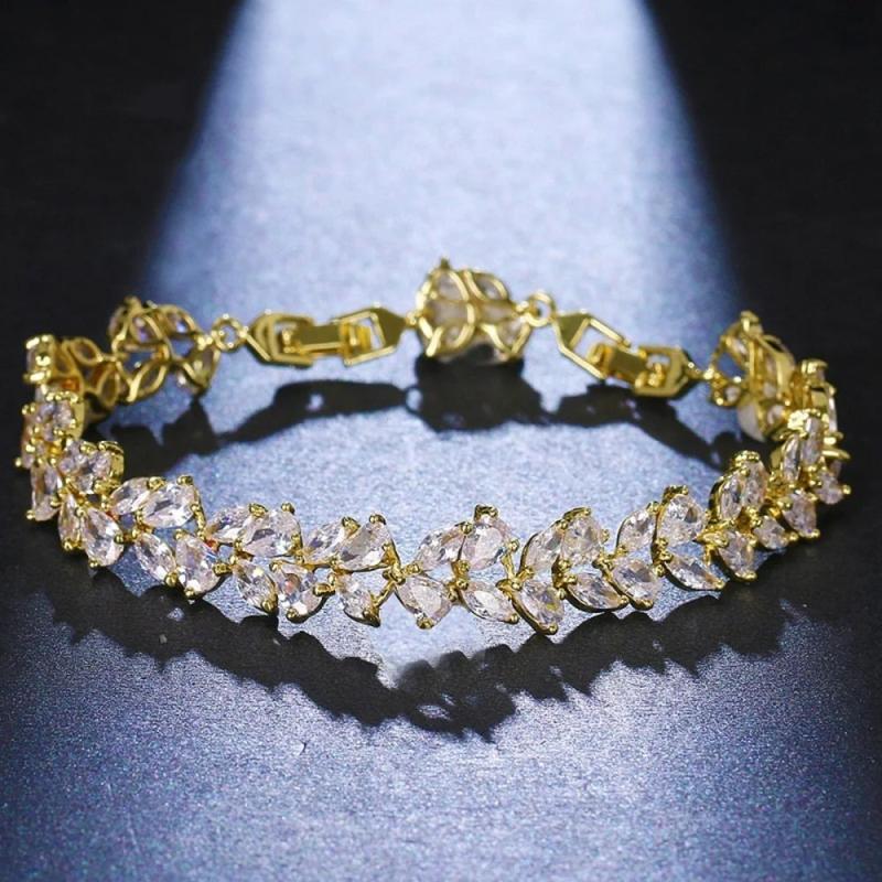 Zircon Bracelet Bangle Women Cubic Zirconia Chain Wedding Jewelry