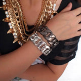 Alloy Chain Shape Opened Cuff Bracelet for Women