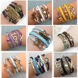 Retro Multilayer Leather Bracelets Hand Woven Charm Bangles Jewelry